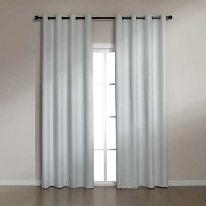 Amazon Basics Faux Linen Blackout Curtains for Bedroom and Living Room, 2-Piece Set with Grommets, 52" W x 95" L, White - color: White, size: 52"W x 95"L (Pack of 2)
