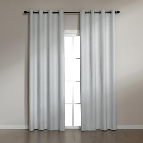 Amazon Basics Faux Linen Blackout Curtains for Bedroom and Living Room, 2-Piece Set with Grommets, 52" W x 95" L, White - color: White, size: 52"W x 95"L (Pack of 2)