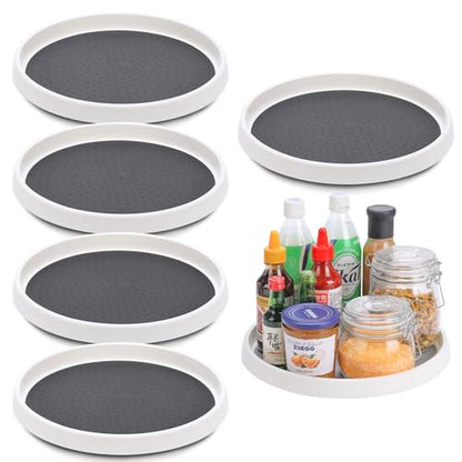 Set of 6, 12 Inch Non-Skid Lazy Susan Turntable, Lazy Susan Organizer for Cabinet, Pantry Organization, Kitchen Storage, Bathroom Sink Cabinet, Refrigerator, Countertop, Spice Rack (6 Pack 12 in) - size: Grey 12 In 6 Pack