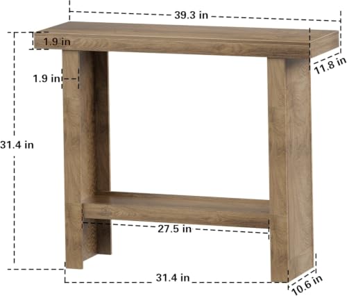 LIFECHOVY Farmhouse Wood Entryway Table Narrow Console Tables with Storage | Behind The Couch Sofa, Entrance Side Table with Shelves for Hallway, Living Room, Foyer, Brown - color: Brown