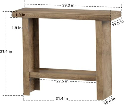 LIFECHOVY Farmhouse Wood Entryway Table Narrow Console Tables with Storage | Behind The Couch Sofa, Entrance Side Table with Shelves for Hallway, Living Room, Foyer, Brown - color: Brown