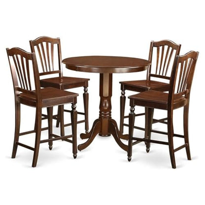 East West Furniture JACH5-MAH-W 5 Piece Kitchen Counter Height Dining Table Set Includes a Round Wooden Table with Pedestal and 4 Dining Chairs, 36x36 Inch, Mahogany - color: Jach5-mah-w
