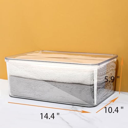 4 Large Lidded Plastic container, Clear Stackable Storage Boxes for Cabinets, Organization and Storage for Shelves Office Bathroom - size: 4Large