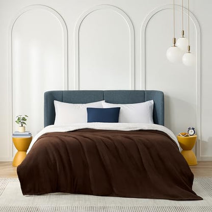 Casual Living Cal King Sherpa Blanket, Reversible Fleece, 108" x 90", Brown | Cozy Sherpa Reverse, Oversized Coverage, Guest & Master Bedroom Ready, Hypoallergenic, Washable, Year-Round Comfort - color: Brown, size: King 108 x 90-inch