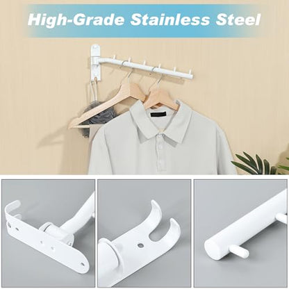 Alise Wall Mounted Clothes Drying Rack,Swivel Clothes Hanger,White,1Pcs | Space Saving Laundry Rack,Heavty Duty Stainless Steel Clothes Wall Drying Rack for Laundry Closet Bedroom/Bathroom - color: White, size: 5005J (1 Pack)