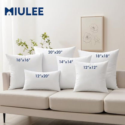MIULEE Feather and Down 12x20 Inch Throw Pillow Insert for Sofa Bed Couch | Soft Fluffy Throw Pillow, Double-Layer Cotton Fabric, Prevents Feather Leakage - size: 12x20 Inch