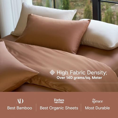 DOZ Duvet Cover Set, 100% Viscose derived from Bamboo, Organically Grown, Buttery Soft, Cooling Duvet Covers, High GSM, 1 Duvet Cover and 2 Pillowcases, 106"x90" (Clay, King/Cal King) - color: Clay, size: King/Cal King