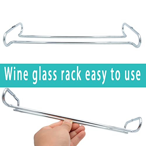 10 Inch Wine Glass Rack Under Cabinet Shelf Stemware Storage Hanging Hanger Organizer Glasses Holder with Drying Under Counter Metal for Kitchen and Bar Set of 4 Silver - size: Set of 4 silver, style: Double Opening