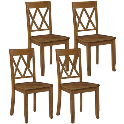 DUHOME Wood Dining Chairs Set of 2,Farmhouse Dining Side Chairs with Cross Back Wooden Kitchen Chairs for Home Kitchen, Dining Room Walnut - color: Walnut, size: 2pcs