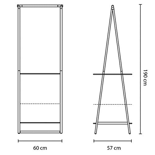 Brabantia - Linn Clothes Rack - Multi-Functional - Space Saver - Adjustable Shelves - Wardrobe Hanging - Drying Rack - Freestanding - Stable - Black - Small - color: Black, size: Small