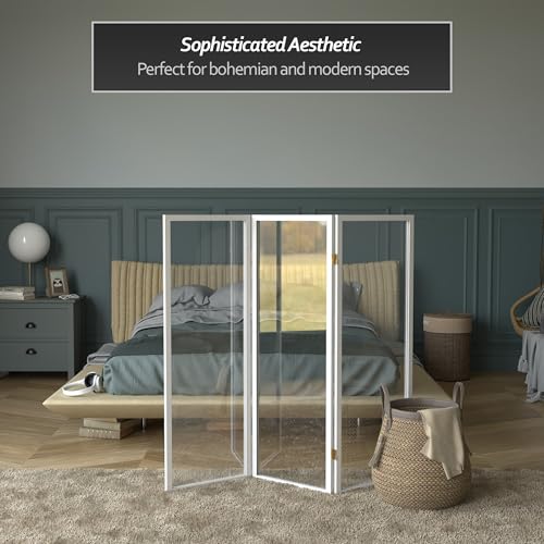 4 ft. Short Clear Plastic Partition White 3 Panel - color: White, size: 3 Panel