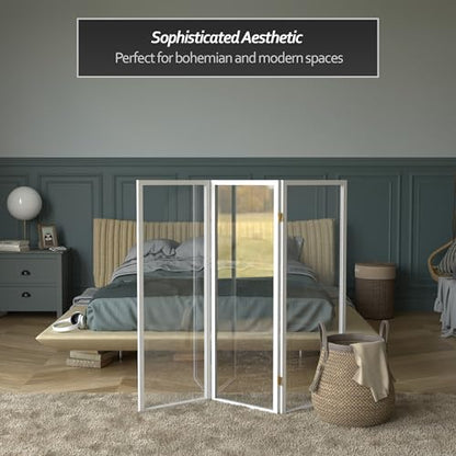 4 ft. Short Clear Plastic Partition White 3 Panel - color: White, size: 3 Panel