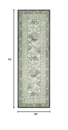 GarveeHome Sage Green 2.5 x 8 Washable Kitchen Runner Rugs Non Slip Provence Vintage Boho Cottage Long Rug for Hallways Bedroom Entryway Bathroom Mat with Rubber Back - color: Sage Grove, size: 2'6" x 8' (Runner)