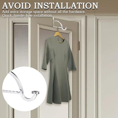 Design Hangers and Hooks, Extension Devices on Closet Doors | for bedrooms and Laundry Rooms, Drying Racks, Chrome Alloy, Durability and Sturdiness，Chrome - color: Chrome