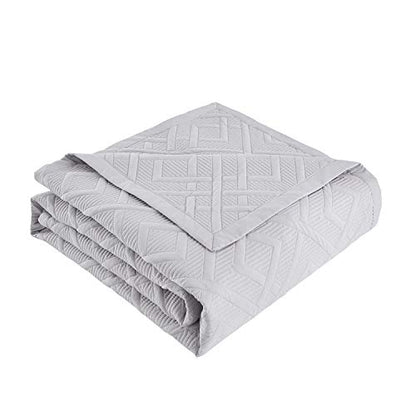 CHIXIN Quilt Queen Size - Geometric Pattern Bedspread Coverlet Set - Modern & Contemporary Style Bedding Cover, Ultrasonic Quilting, Reversible, Lightweight, 4 Piece, Light Grey - color: 1- Grey, size: Full/Queen(90"x92")