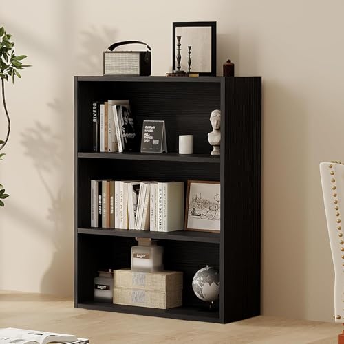 Simple Deluxe Industrial 3-Tier Shelf Bookcase - 9.2" D x 23.8" W x 31.5" H Tall Floor Standing Open Bookshelf for Home Office, Living Room, and Bedroom Storage, Black - color: Black, size: 3-Tiers