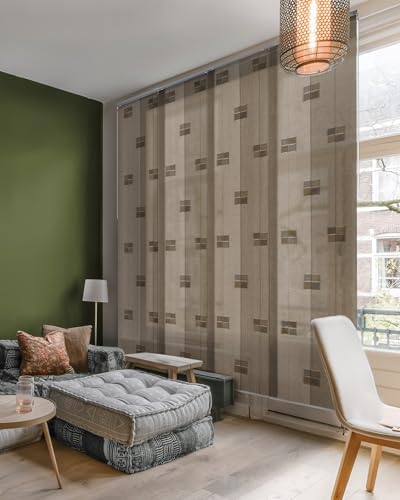Vertical Blinds Room Divider 45.8"-86" x 96", Summer | Adjustable Woven Panels for Windows, Closet Doors and Room Dividers with Trimmable Fabric Design - color: Summer