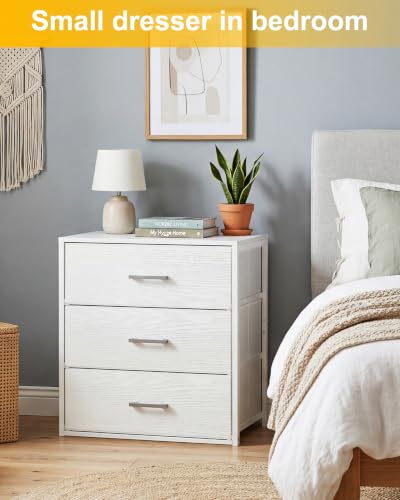 Fixwal Closet Drawers for Clothes, 1 Pack, 3 Drawers Dresser, 21.2" Wide | height 23.6", 3 fabric storage drawers, wooden top, white, spacious storage, dresser for bedroom - size: 15.7"D x 21.2"W x 23.6"H