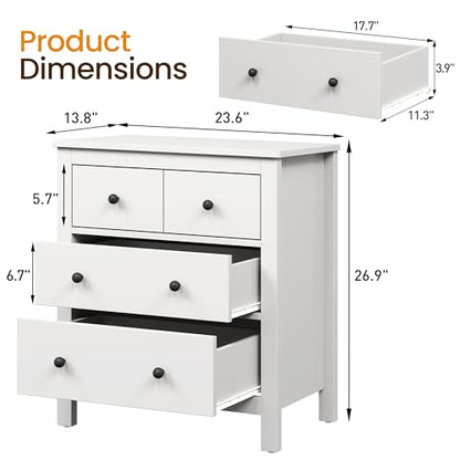 RoyalCraft White 3 Drawer Nightstand, 27" H End Table with Storage, Modern Bedside Table with Drawers, Night Stands for Bedroom, Entryway, Hallway - color: White