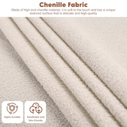 Garvee Full Size Upholstered Platform Bed Frame, Scalloped Wave Tall Headboard, Chenille Wingback Design, Wood Slat Support, No Box Spring Needed, Easy Assembly, Beige | Scalloped Wave Tall Headboard, Wood Slat Support, No Box Spring Needed, Easy Assembly
