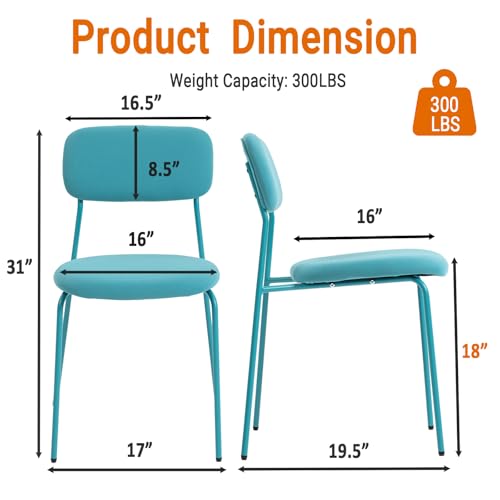 Sidanli Stackable Waiting Room Chairs, Armless Upholstered Guest Chairs Set of 4 with Comfotable Cushion for Conference Reception Break Room Lobby, Blue - color: Blue