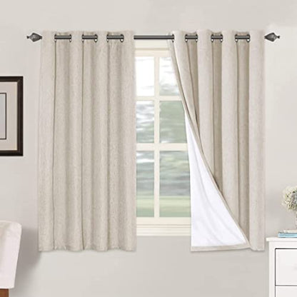 H.VERSAILTEX Linen Blackout Curtains 54 Inches Long 100% Blackout Thermal Insulated Textured Linen Look Curtain Draperies Anti-Rust Grommet, Energy Saving with White Liner, 2 Panels, Natural - color: Natural, size: 52"W x 54"L (Pack of 2)