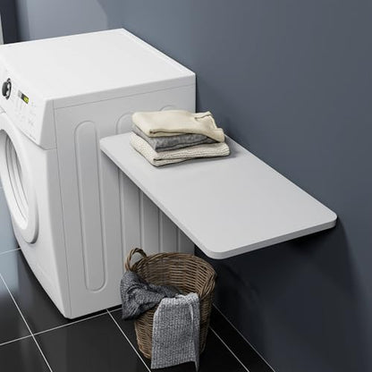 Neoaider Upgrade Wall Mounted Folding Table 31.5”L x 15.7”W, White | Laundry Folding Table with Heavy Duty Metal Collapsible Shelf Brackets, Wall Mounted Desk Fold Down for Small Spaces - color: White, size: 31.5" x 15.7"
