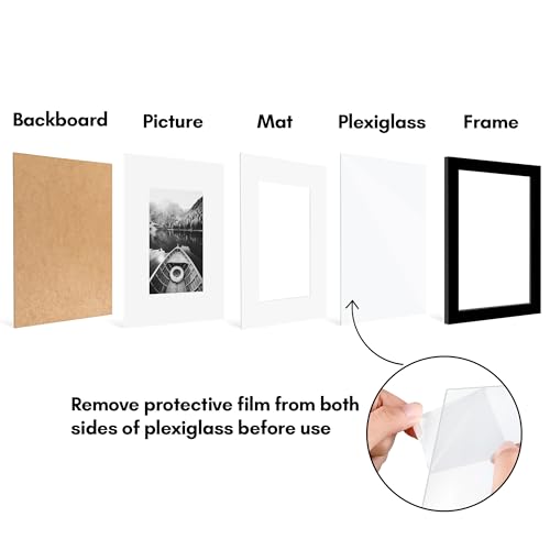 Americanflat 6.5x8 Picture Frame 2-Pack - Matted to 3.5x5 - Black | Slim Molding construction, Polished plexiglass front, wall or tabletop display with included easel, triangle hangers included - color: Black, size: 6.5x8
