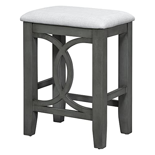 RuiSiSi 3 Piece Counter Height Dining Set, Farmhouse Kitchen Table Set with USB Port and 2 Upholstered Stools, Breakfast Nook Set for Kitchen, Dining Room, Living Room, Grey - color: Grey