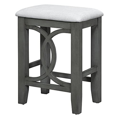 RuiSiSi 3 Piece Counter Height Dining Set, Farmhouse Kitchen Table Set with USB Port and 2 Upholstered Stools, Breakfast Nook Set for Kitchen, Dining Room, Living Room, Grey - color: Grey