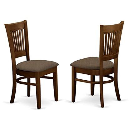 East West Furniture DLVA5-ESP-C 5 Piece Dining Set Includes a Round Dining Room Table with Dropleaf and 4 Linen Fabric Upholstered Chairs, 42x42 Inch, Espresso - color: Dlva5-esp-c