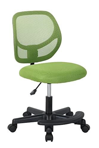 Amazon Basics Kids Adjustable Height Mesh Low-Back Swivel Desk Chair with Footrest, Rolling Computer Chair for Student Homework, Green - color: Green
