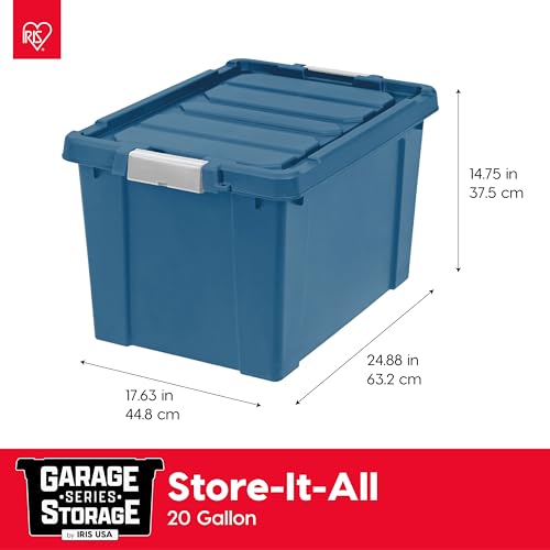 IRIS USA 4-Pack 19 Gal Heavy Duty Lockable Storage Totes with lids, Navy | Perfect for moving, garage organization, outdoor equipment and jobsite storage, Designed for dependable everyday use - color: Navy, size: 20 Gal - 4 Pack