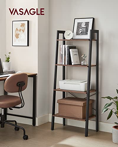 VASAGLE BARNET Collection - Ladder Shelf, Bookshelf, Storage Rack, Modern Bookcase for Living Room Home Office Kitchen, Steel Frame, 4-Tier, 22-Inch Wide, Hazelnut Brown and Ink Black ULLS044B03 - color: Hazelnut Brown + Ink Black, size: 4 Tiers (22"W), s
