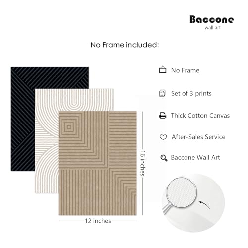 Abstract Modern Wall Decor Art Set of 3 Boho Neutral Canvas Wall Art Beige Minimalist Line Wall Art Decor Brown Black Art Modern Abstract Prints Pictures for Living Room Bedroom 12x16 Inch Unframed - color: Black Line Prints, size: 12x16 Inch Unframed