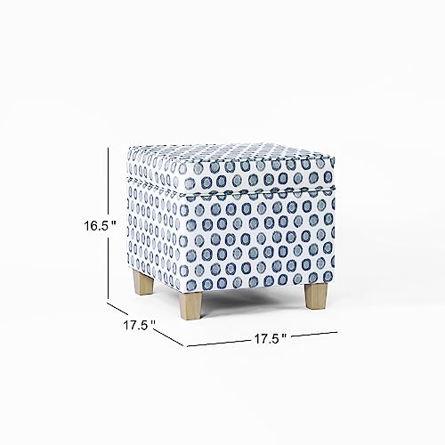 HomePop 18" Classic Square Storage Ottoman - Green Medallion Ikat Print - color: Small Multi Green Medallion Ikat Print