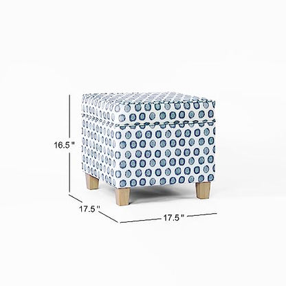 HomePop 18" Classic Square Storage Ottoman - Green Medallion Ikat Print - color: Small Multi Green Medallion Ikat Print