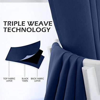 MYSKY HOME Navy Blue Blackout Curtain for Bedroom & Kitchen, 45 Inch Long, Thermal Insulated, 1 Panel, 42 x 45 Inch - color: Navy, size: 42"W x 45"L (Pack of 1)