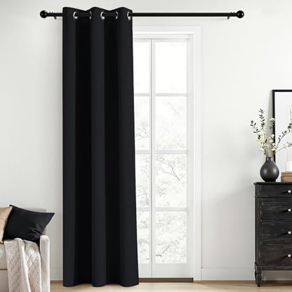 Yakamok Blackout Curtains 38x84 inch Black Thermal Drapes-Bedroom | 1 panel,room darkening,thermal insulated,noise reducing,privacy protection,grommet window treatment,living room study dining - color: Black, size: 38"W x 84"L (Pack of 1)
