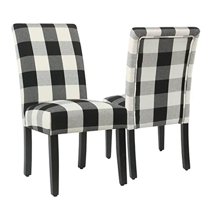 HomePop Parsons Dining Chair - Black Plaid (Set of 2) - color: Black Plaid(set of 2), style: Pack of 2