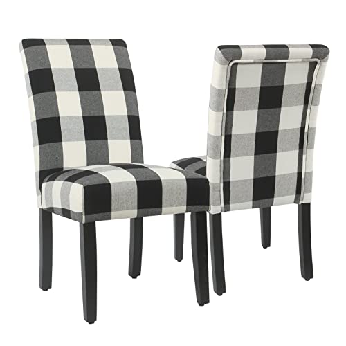 HomePop Parsons Dining Chair - Black Plaid (Set of 2) - color: Black Plaid(set of 2), style: Pack of 2