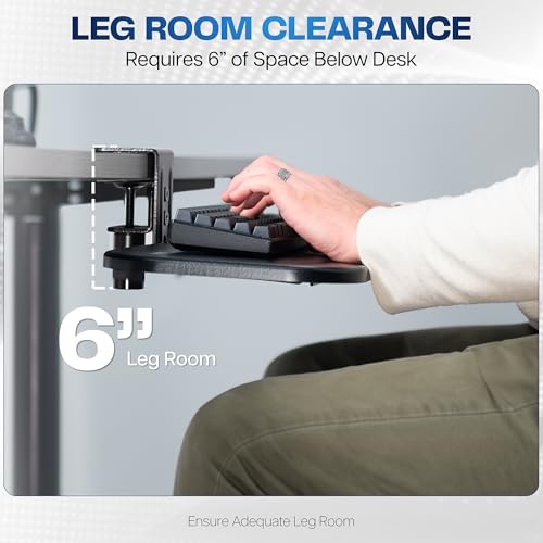 VIVO Clamp-on 23 x 10 inch Rotating Computer Keyboard and Mouse Tray, Extra Sturdy Desk Swivel Clamp, Ergonomic Typing, Black, MOUNT-KB04CB
