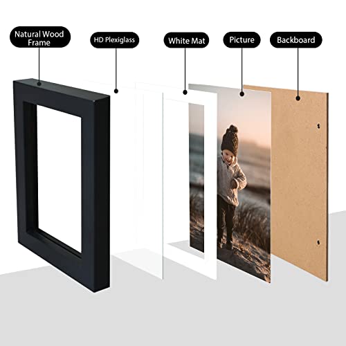 4x6 Frame Black, Solid Wood 4 x 6 Picture Frame with Acrylic Plexiglass for 3.5x5 with Mat, Tabletop and Wall Display Photo Frames 4x6 Black, 4 Pack - color: Black, size: 4x6