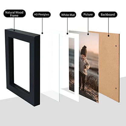 4x6 Frame Black, Solid Wood 4 x 6 Picture Frame with Acrylic Plexiglass for 3.5x5 with Mat, Tabletop and Wall Display Photo Frames 4x6 Black, 4 Pack - color: Black, size: 4x6