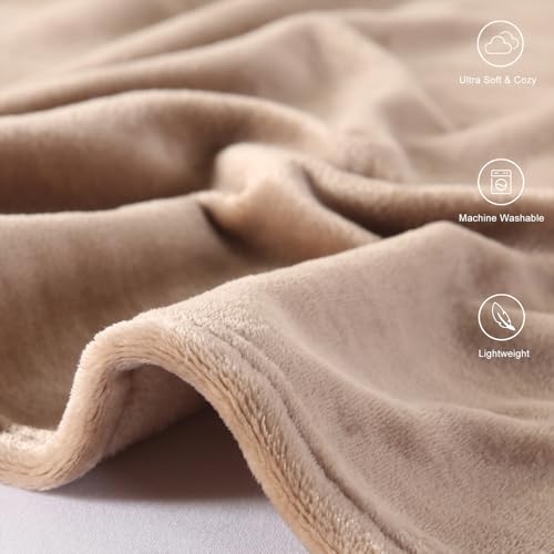 TASTHROW Lightcoffee Throw Blanket 60x80 Inches | Soft Plush Cozy Fleece Flannel Throw Blanket, Lightweight Warm Throws for Bed, Couch, Bedroom and Living Room, All Seasons - color: Lightcoffee, size: 60"x80"
