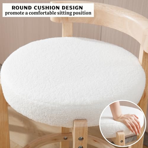 HEAH-YO Mid Century Modern Sherpa Bar Stools Set of 6, 26.5" Counter Stools with Back, Boucle Upholstered Barstools with Solid Wood Legs Bar Chairs for Kitchen Island Dining Room, White - color: 26.5" White Sherpa, size: Counter Height - Set of 6