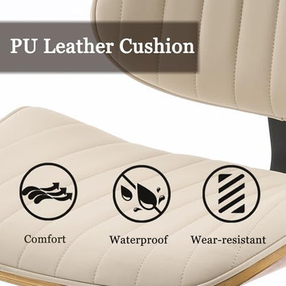 Drafting Chair for Standing Desk, Armless Tall Office Chair with Bentwood Backrest, Adjustable Height, Footrest Ring and Swivel Seat, PU Leather (Ivory) - color: Ivory
