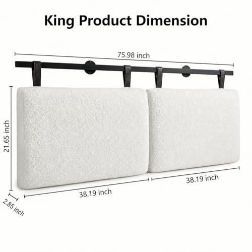 King Headboard only, Wall Mounted Headboard for Adjustable Bed, Hanging Head Board for King Size Bed Upholstered Headboard Cabeceras De Cama for Bedroom, Dorm, Guest Room, White - color: White, size: King