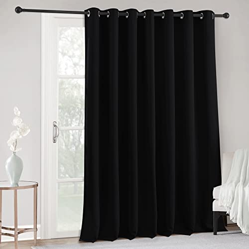 RYB HOME Blackout Curtain for Sliding Glass Door, Thermal Insulated | Privacy Proctect Drape for Basement/Media Room, Extra Wide Room Divider, Window Treatment, Black, W100 x L108, 1 Panel - color: Black, size: 100"W x 108"L (Pack of 1)