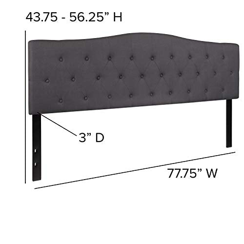 EMMA + OLIVER Tufted Upholstered King Size Headboard in Dark Gray Fabric - color: Dark Gray, size: King